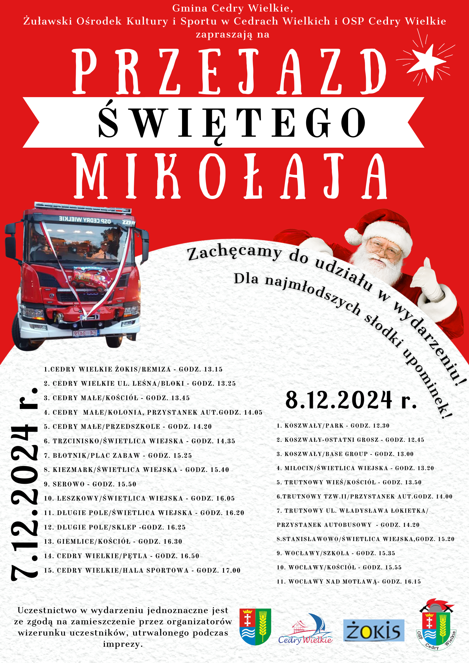 Przejazd Świętego Mikołaja w pełnym planie przygotowany